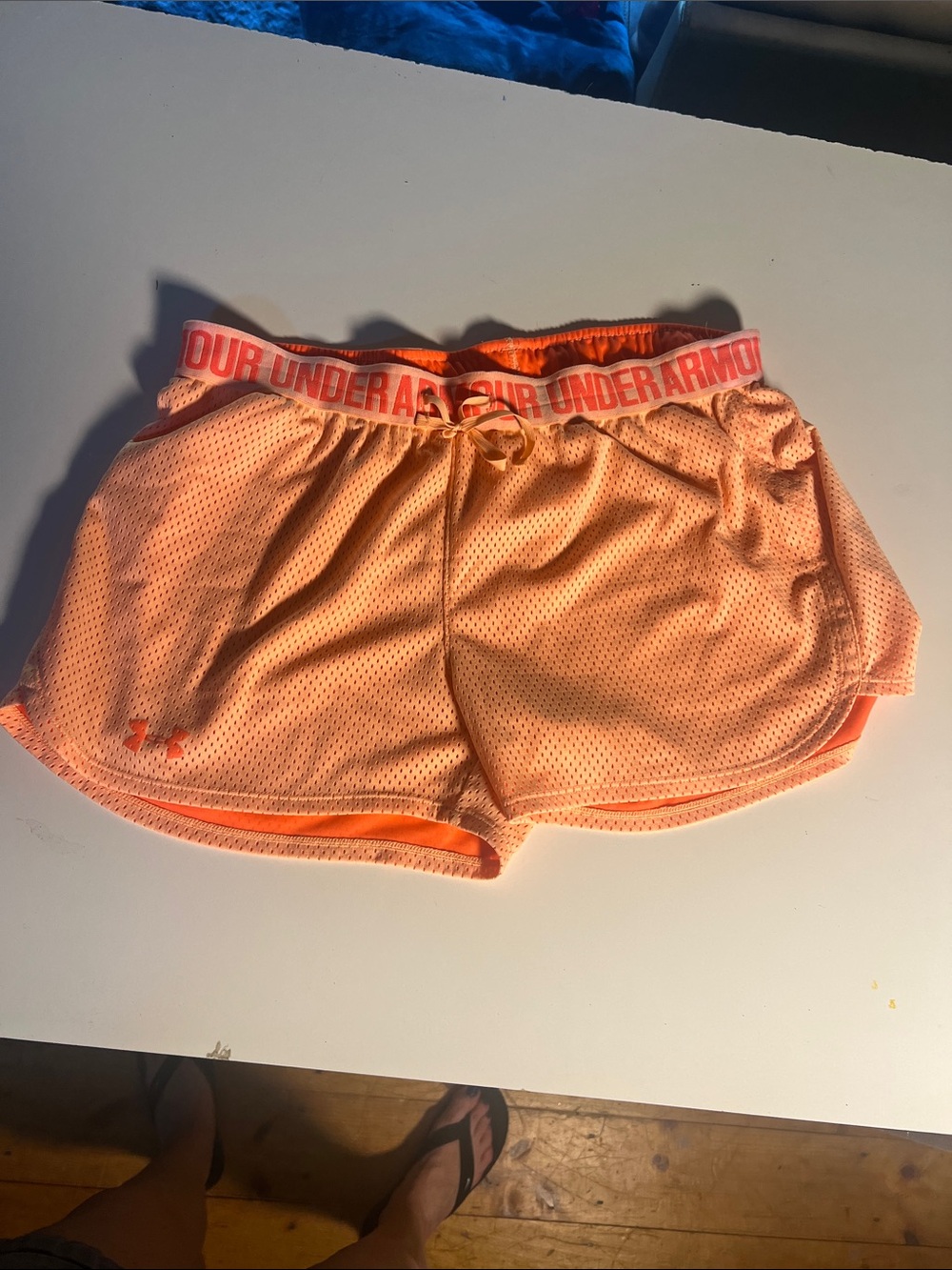 Under Armour Women's Neon Coral Mesh Athletic Shorts